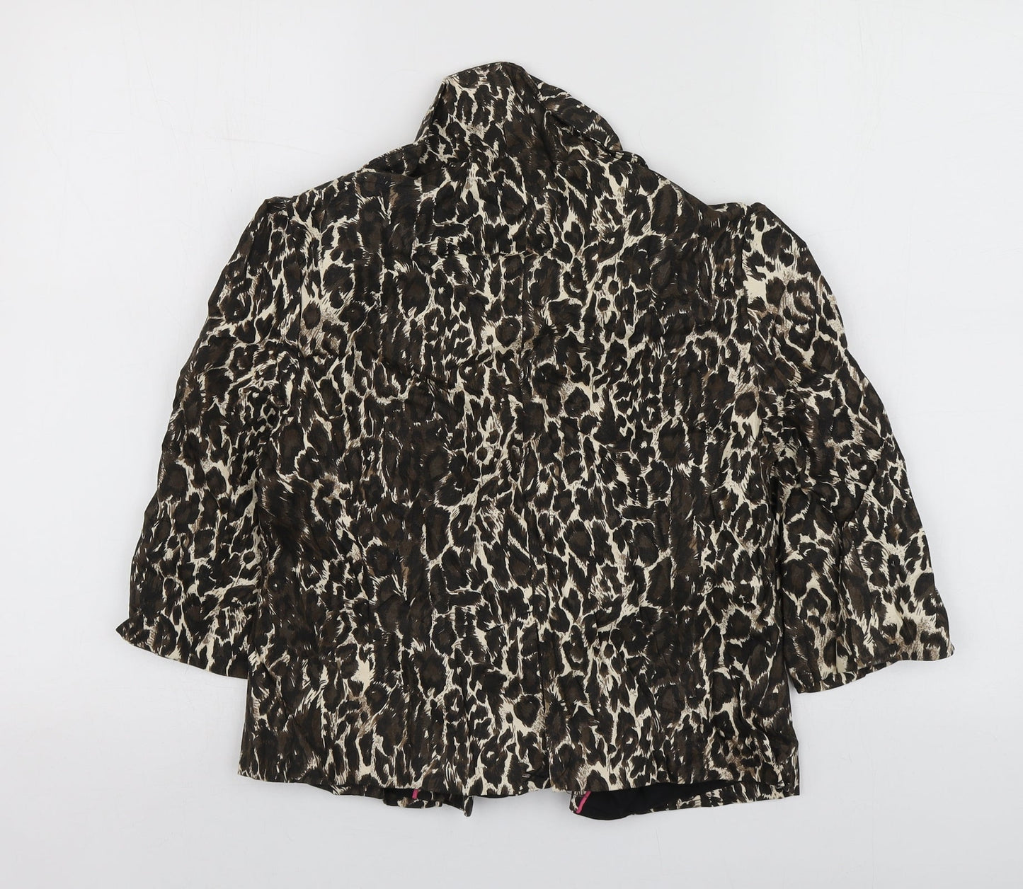 Atmosphere Womens Brown Animal Print Cotton Jacket Suit Jacket Size 10