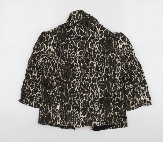 Atmosphere Womens Brown Animal Print Cotton Jacket Suit Jacket Size 10