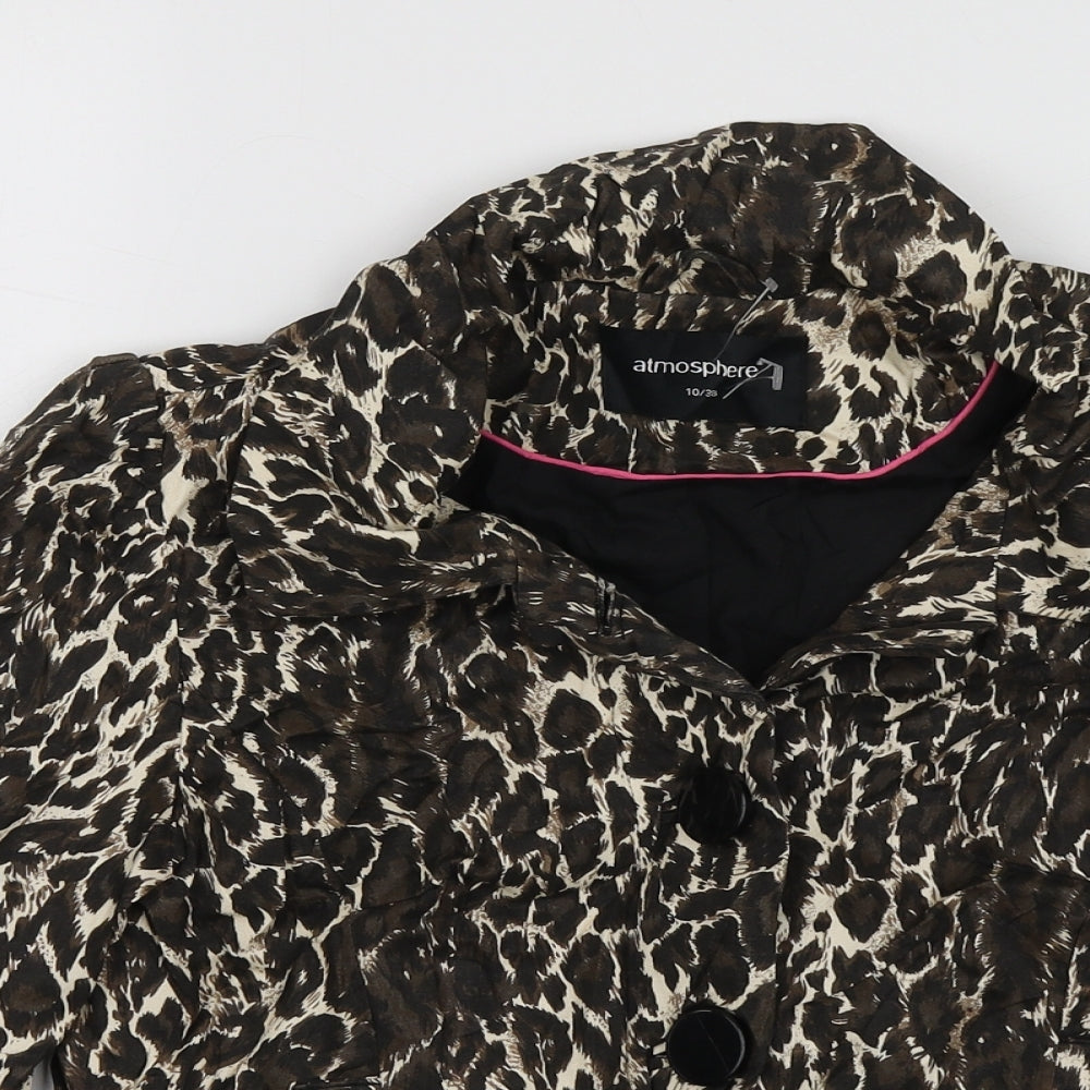Atmosphere Womens Brown Animal Print Cotton Jacket Suit Jacket Size 10