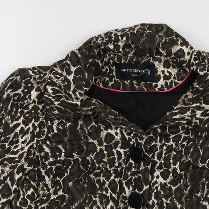 Atmosphere Womens Brown Animal Print Cotton Jacket Suit Jacket Size 10