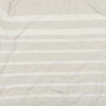 Gap Womens Beige Round Neck Striped Cotton Pullover Jumper Size XL