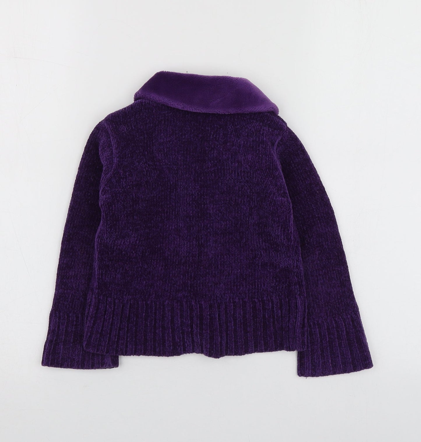 Adams Girls Purple Round Neck  Acrylic Cardigan Jumper Size 3 Years