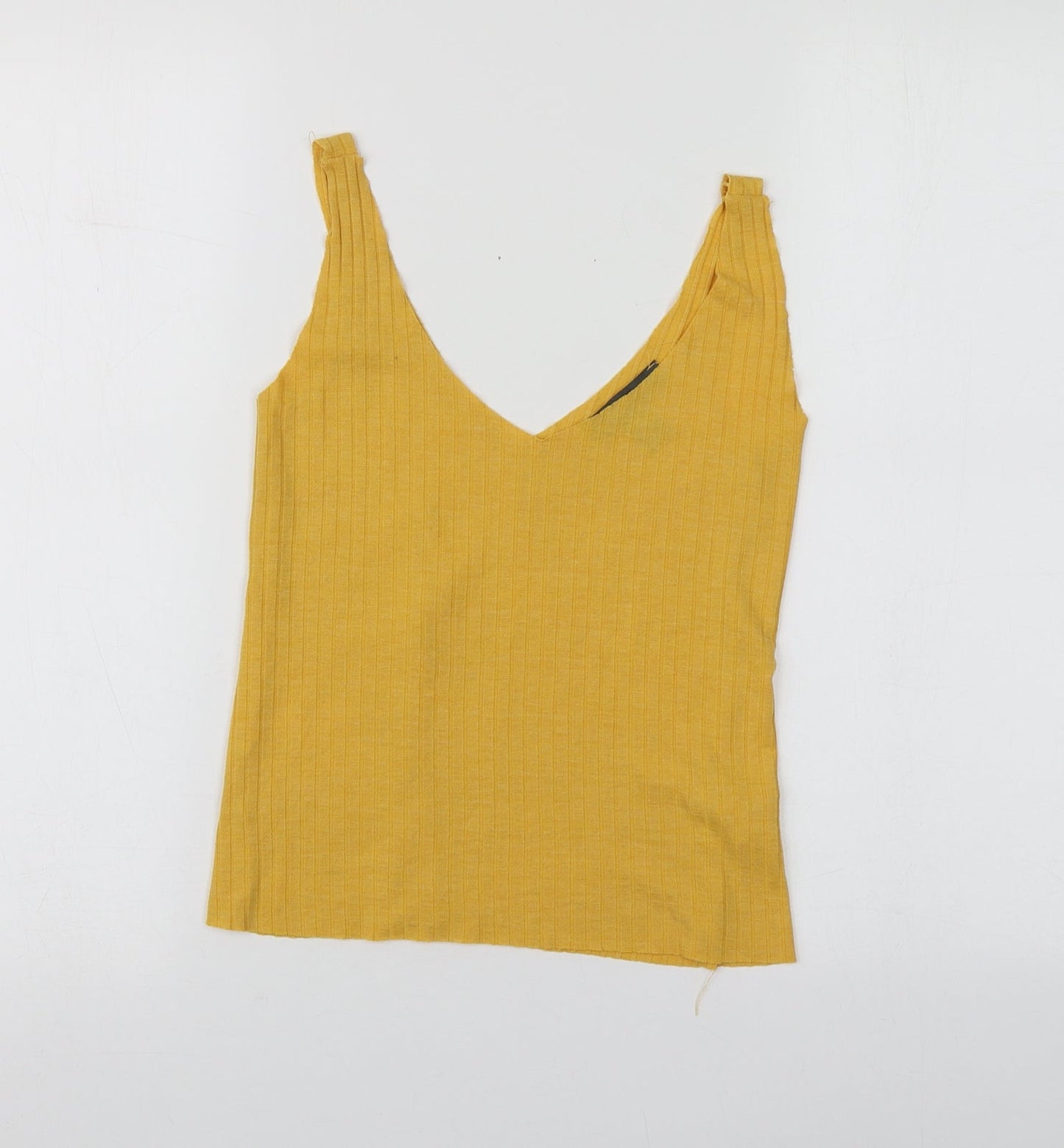 Primark Womens Yellow  Polyester Basic Polo Size 6 V-Neck