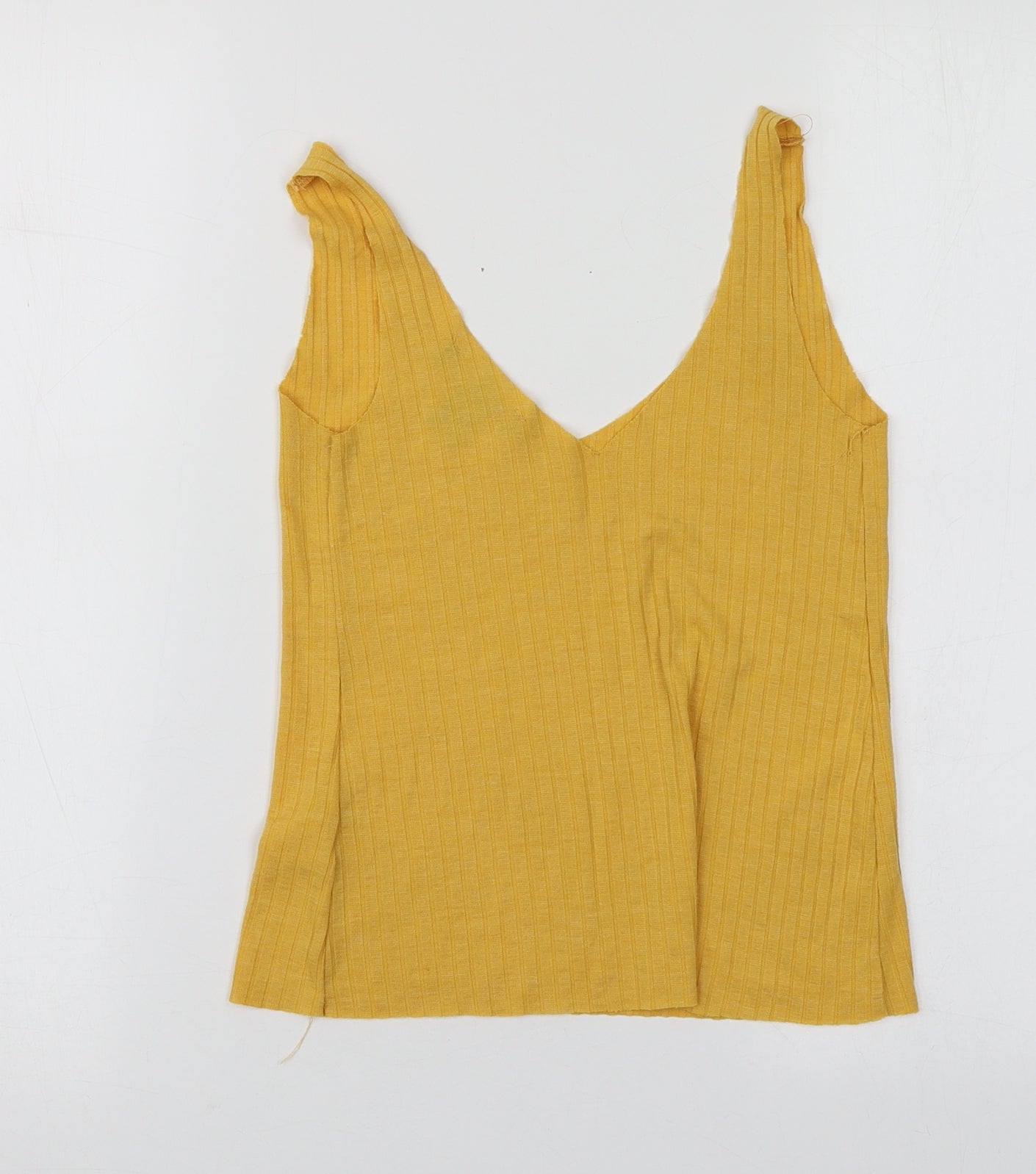 Primark Womens Yellow  Polyester Basic Polo Size 6 V-Neck