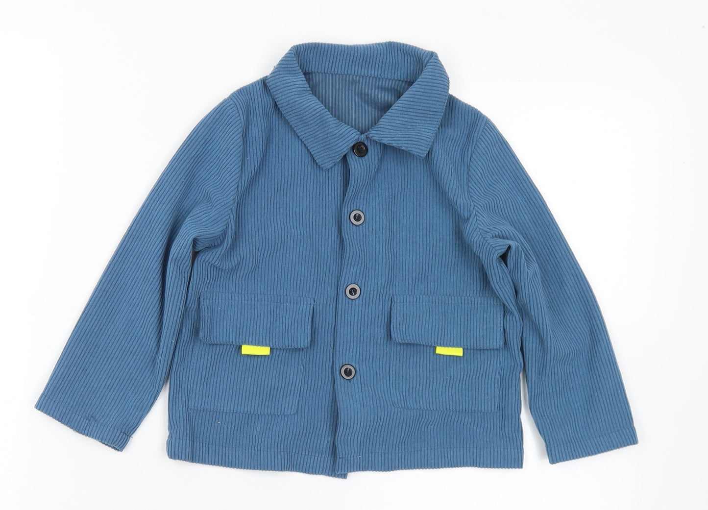 SheIn Boys Blue  Polyester Jersey Button-Up Size 4 Years Collared Button