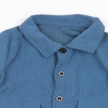 SheIn Boys Blue  Polyester Jersey Button-Up Size 4 Years Collared Button