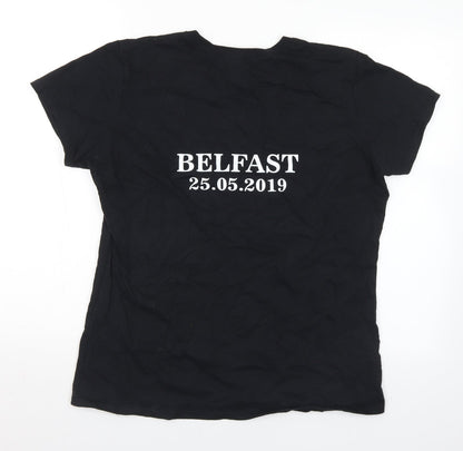 Gildan Womens Black  Cotton Basic T-Shirt Size L Crew Neck - Westlife