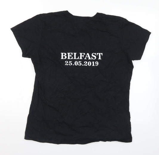 Gildan Womens Black  Cotton Basic T-Shirt Size L Crew Neck - Westlife