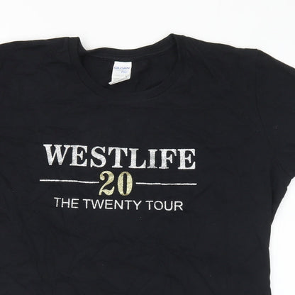 Gildan Womens Black  Cotton Basic T-Shirt Size L Crew Neck - Westlife