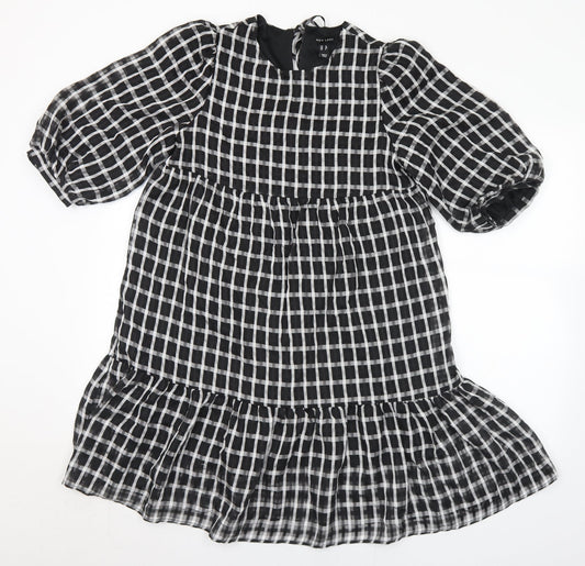 New Look Womens Black Check Polyester A-Line  Size 10  Round Neck