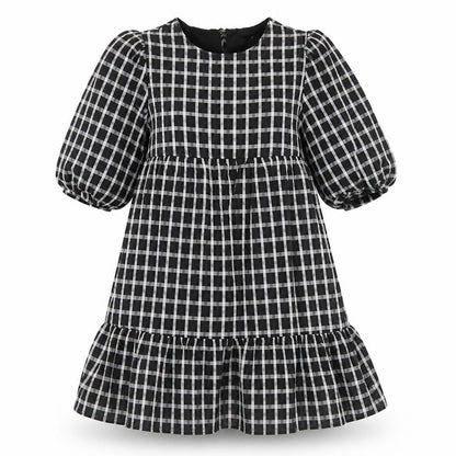 New Look Womens Black Check Polyester A-Line  Size 10  Round Neck