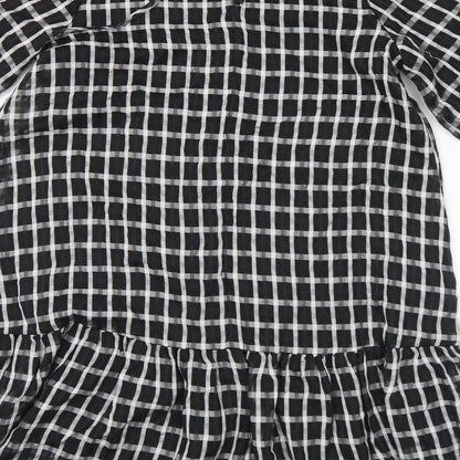 New Look Womens Black Check Polyester A-Line  Size 10  Round Neck