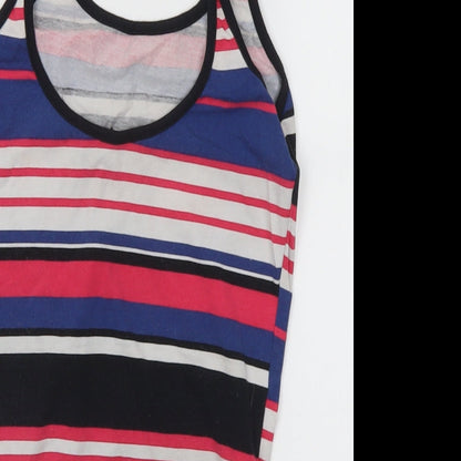 New Look Womens Multicoloured Striped Cotton Bodysuit One-Piece Size 10  Snap