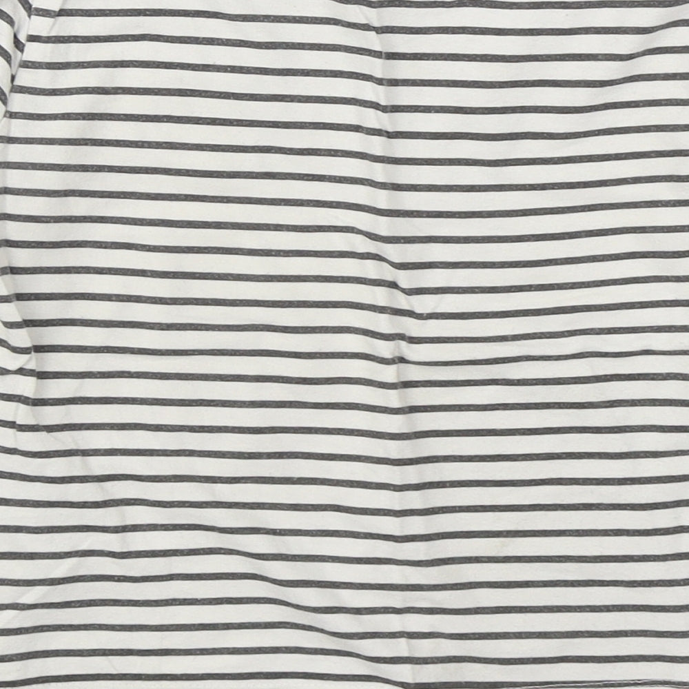 Primark Girls White Striped 100% Cotton Basic T-Shirt Size 4-5 Years Boat Neck Pullover