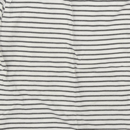 Primark Girls White Striped 100% Cotton Basic T-Shirt Size 4-5 Years Boat Neck Pullover