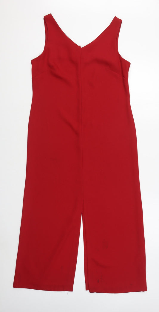 BHS Womens Red  Polyester Sheath  Size 12  V-Neck Zip