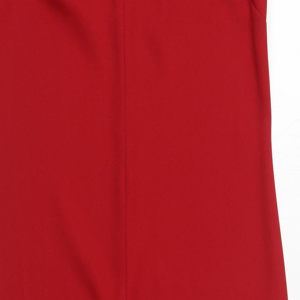 BHS Womens Red  Polyester Sheath  Size 12  V-Neck Zip