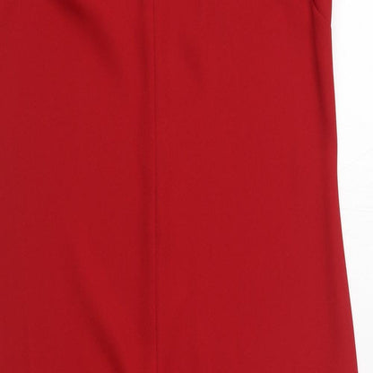 BHS Womens Red  Polyester Sheath  Size 12  V-Neck Zip