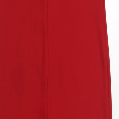 BHS Womens Red  Polyester Sheath  Size 12  V-Neck Zip