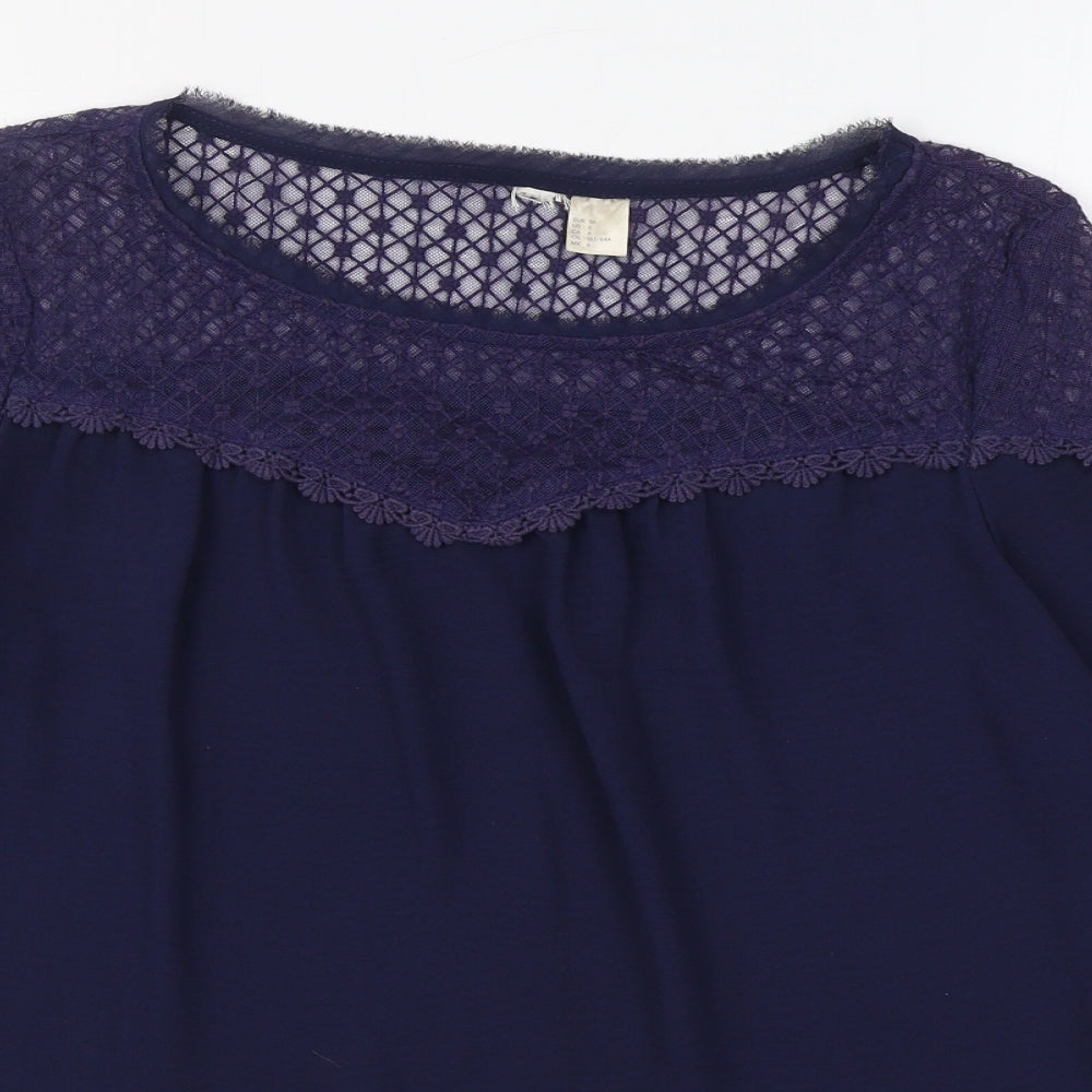 Womens UK Size 8 H&M Blue Basic Blouse