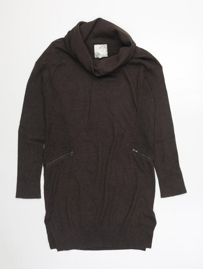 RR John Rooha Womens Brown Cowl Neck  Cotton Pullover Jumper Size 8