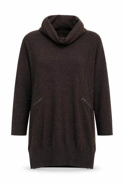 RR John Rooha Womens Brown Cowl Neck  Cotton Pullover Jumper Size 8