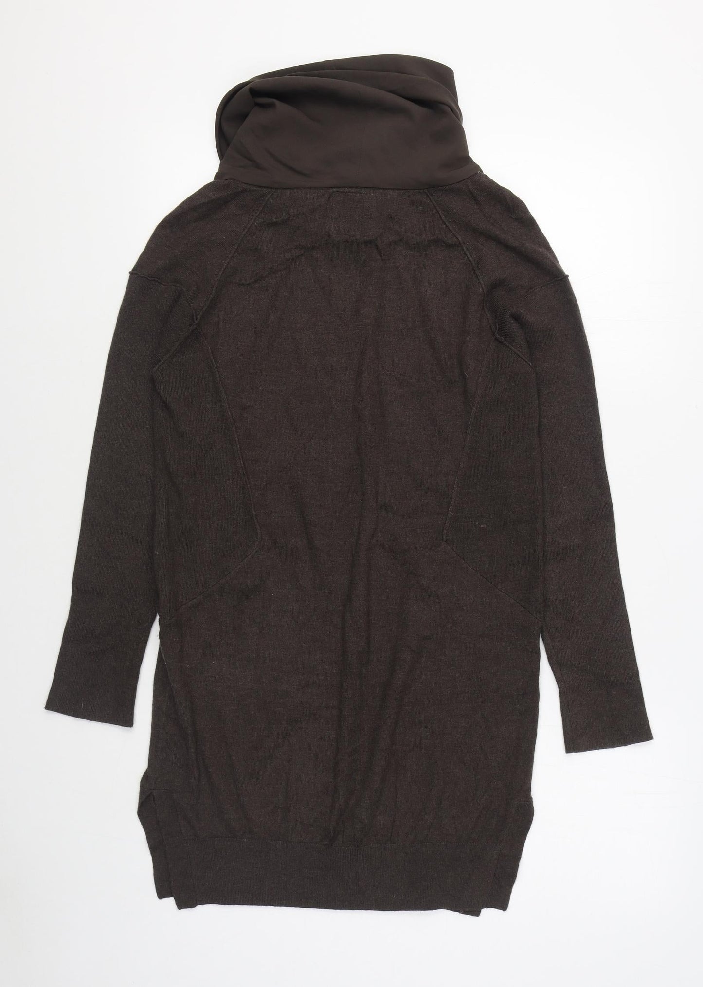 RR John Rooha Womens Brown Cowl Neck  Cotton Pullover Jumper Size 8