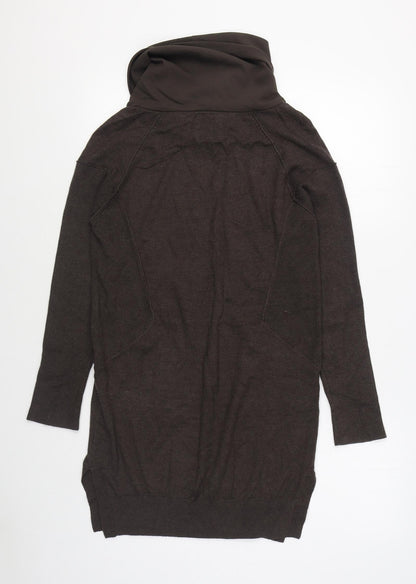 RR John Rooha Womens Brown Cowl Neck  Cotton Pullover Jumper Size 8