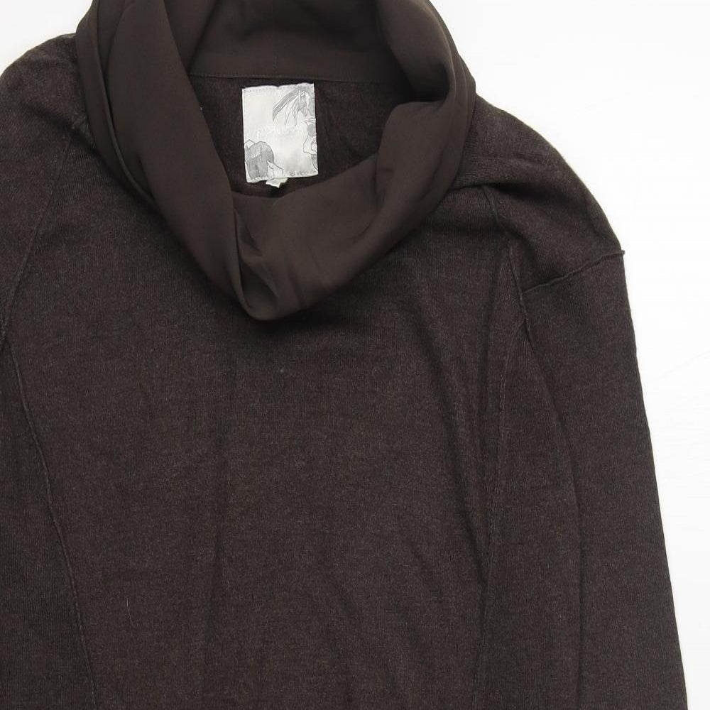 RR John Rooha Womens Brown Cowl Neck  Cotton Pullover Jumper Size 8