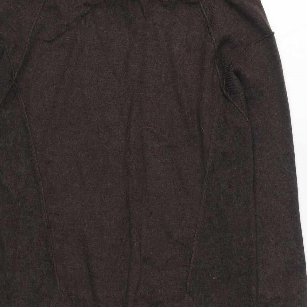 RR John Rooha Womens Brown Cowl Neck  Cotton Pullover Jumper Size 8