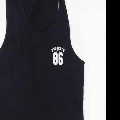 River Island Mens Black  Cotton Basic Tank Size S Scoop Neck Pullover