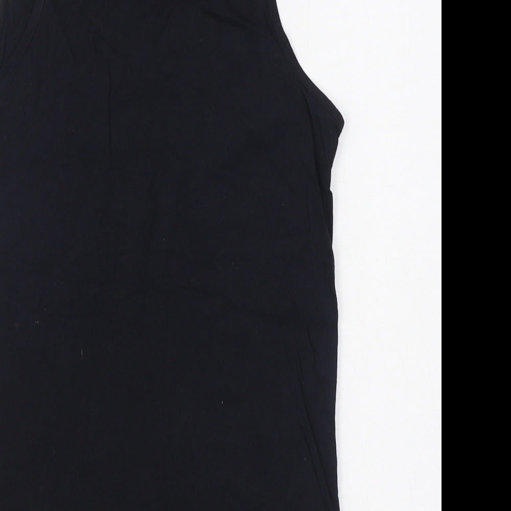 River Island Mens Black  Cotton Basic Tank Size S Scoop Neck Pullover