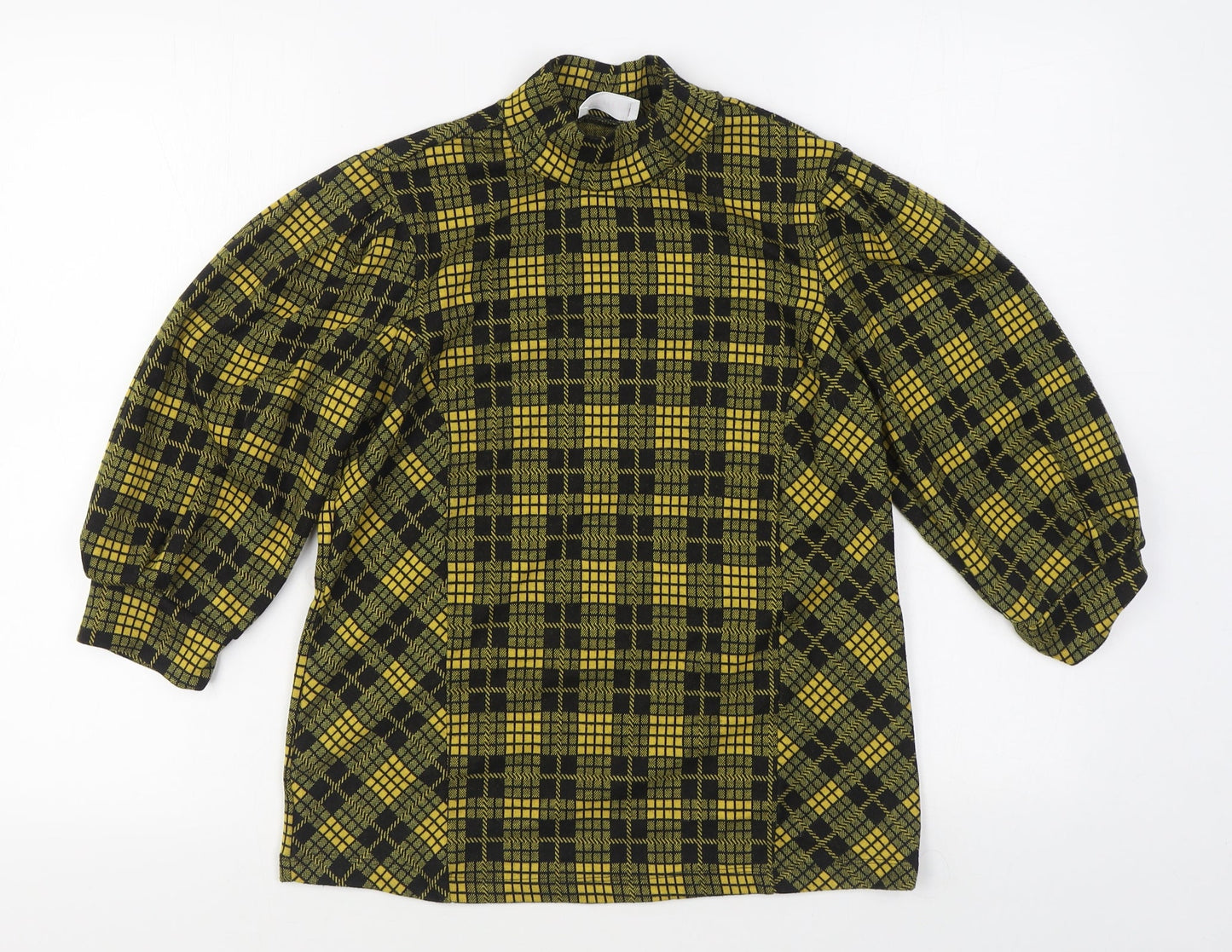 Savida Womens Yellow Plaid Polyester Pullover Sweatshirt Size M  Pullover
