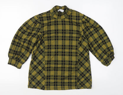 Savida Womens Yellow Plaid Polyester Pullover Sweatshirt Size M  Pullover