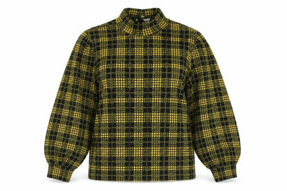 Savida Womens Yellow Plaid Polyester Pullover Sweatshirt Size M  Pullover