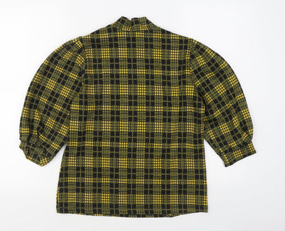 Savida Womens Yellow Plaid Polyester Pullover Sweatshirt Size M  Pullover