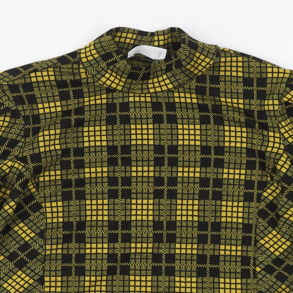 Savida Womens Yellow Plaid Polyester Pullover Sweatshirt Size M  Pullover