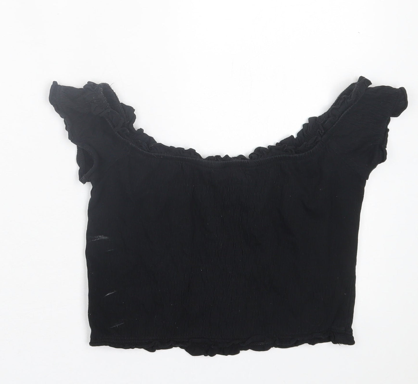 Womens UK Size 8 New Look Black Cropped T-Shirt