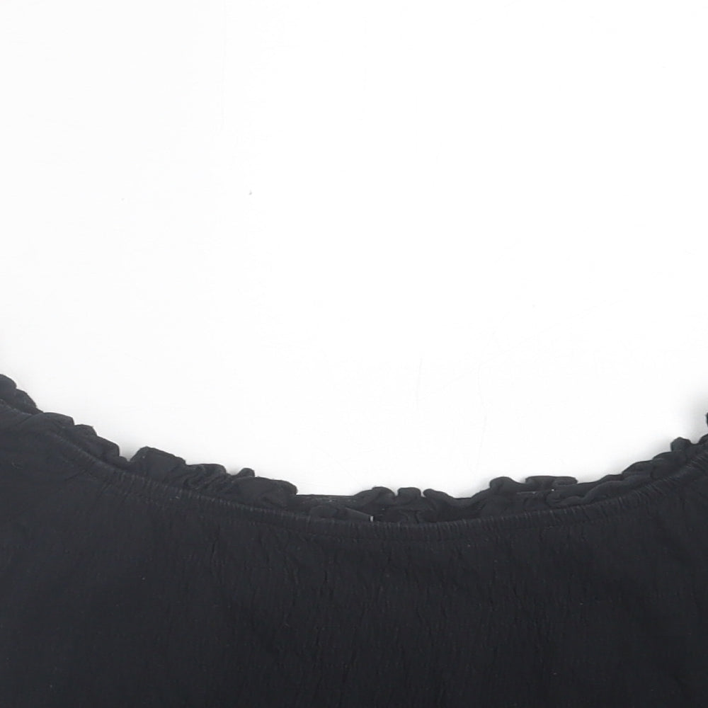 Womens UK Size 8 New Look Black Cropped T-Shirt