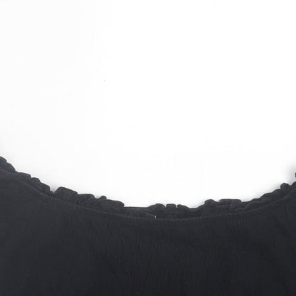 Womens UK Size 8 New Look Black Cropped T-Shirt
