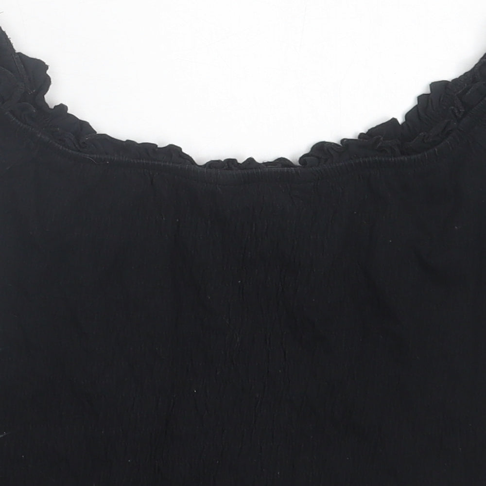 Womens UK Size 8 New Look Black Cropped T-Shirt