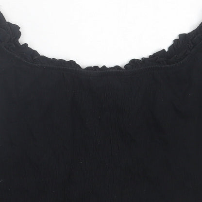 Womens UK Size 8 New Look Black Cropped T-Shirt