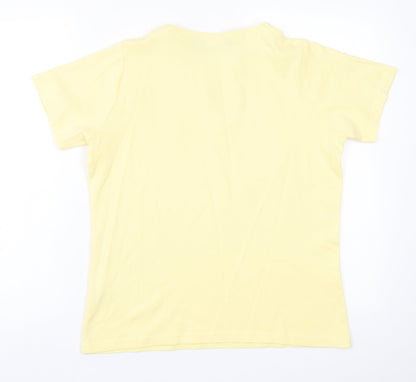 Isle Essentials  Womens Yellow  Cotton Basic T-Shirt Size M V-Neck
