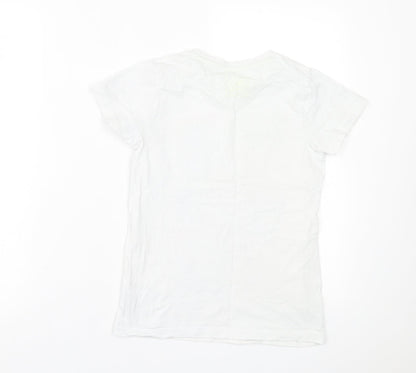 Matalan Girls White  Cotton Basic T-Shirt Size 9 Years Crew Neck Pullover