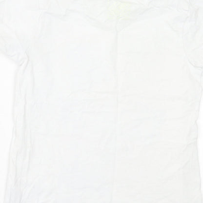 Matalan Girls White  Cotton Basic T-Shirt Size 9 Years Crew Neck Pullover