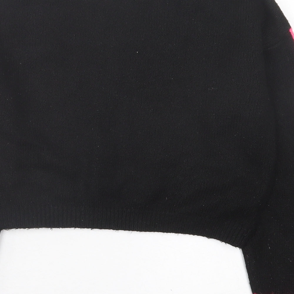 Primark Womens Black Crew Neck  Acrylic Pullover Jumper Size 2XS