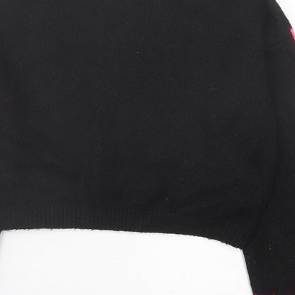 Primark Womens Black Crew Neck  Acrylic Pullover Jumper Size 2XS