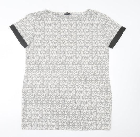 NEXT Womens Grey Geometric Polyester A-Line  Size 18  Crew Neck Pullover