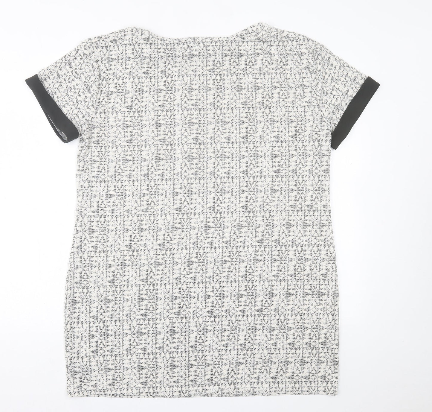 NEXT Womens Grey Geometric Polyester A-Line  Size 18  Crew Neck Pullover