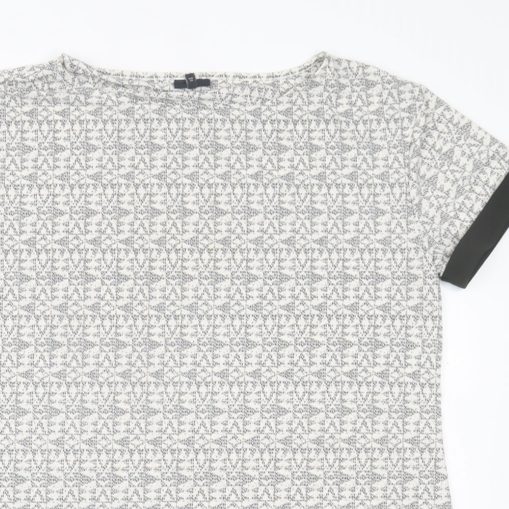 NEXT Womens Grey Geometric Polyester A-Line  Size 18  Crew Neck Pullover